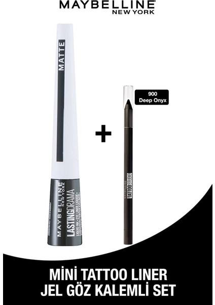 Lasting Drama Mat Siyah Eyeliner + Mini Tattoo Liner Jel Göz Kalemli Set