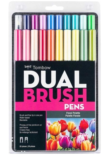 : Ab-T Dual Brush Pen Grafik Kalem Seti : Çiçek Renkleri (20 Renk)