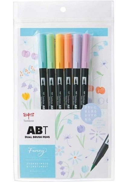 : Ab-T Dual Brush Pen Grafik Kalem Seti : Fantazi Renkler (6 Renk)