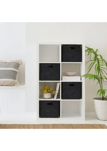 Siyah 4'lü Çok Amaçlı Keçe Organizer Dolap Içi Düzenleyici Sepet Seti 30 x 30 cm