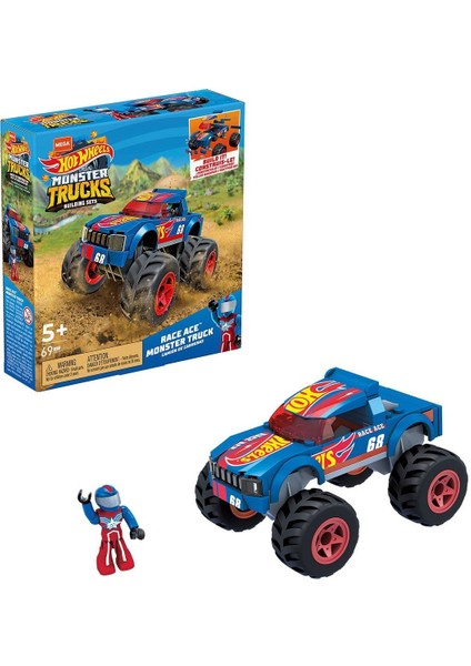 HDJ93 , Hot Wheels Race Ace Monster Truck, 69 Parça, +5 Yaş