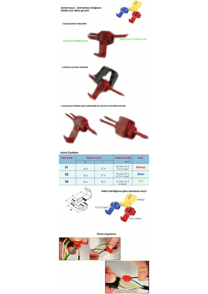 Kablo Birleştirici Klemens Quick Splice Konnektör 10 Adet indirimleri