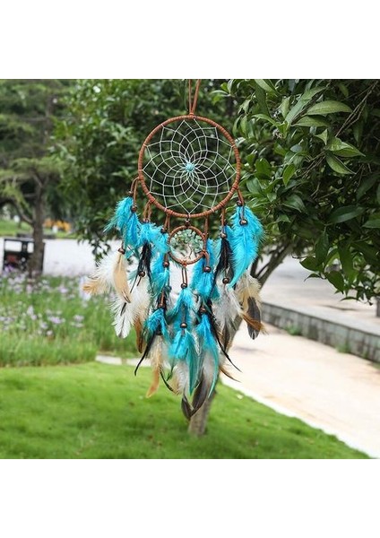 Mavi Renk Dreamcatcher LED Işık ile Halk Stil Rüzgar Çanları Odası Dekorasyon Dream Catcher Fotoğraf Sahne Balkon Dekor En Iyi Hediyeler | Rüzgar Çanları ve asılı Süslemeler (Yurt Dışından) modelleri