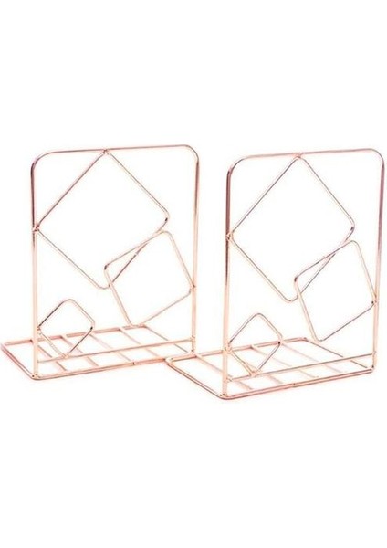 2 Adet Kare Metal Masaüstü Bookends Kitap Sonu Destek Standı Tutucu Raf Bookrack | (Yurt Dışından)