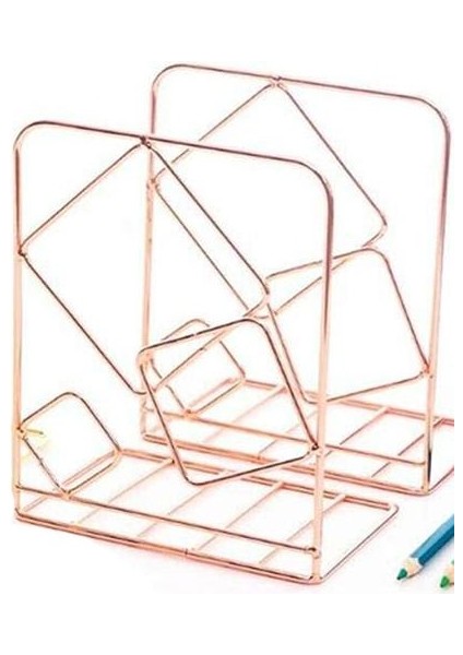 2 Adet Kare Metal Masaüstü Bookends Kitap Sonu Destek Standı Tutucu Raf Bookrack | (Yurt Dışından)