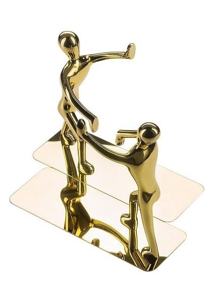1 Çift Dekoratif Bookends Ağır Adam Kitap Sonu Kaymaz Bookend Metal Kitap Book Book Destek Book Stoper (Gold) | (Yurt Dışından)