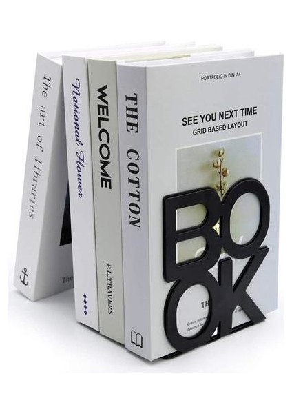 2 Adet Metal Bookends, Kitap Biter Mektup Desenli Kitap Raflar Ofis Dekoratif Için Biter, 2 Adet Siyah (Yurt Dışından)