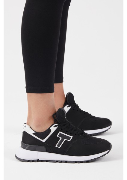 Siyah Beyaz Kaymaz Eva Taban Süet Sneaker