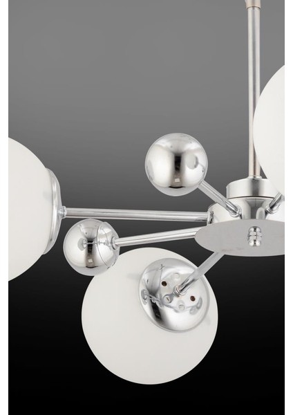 Istanbul Avize Nairobi 4'lü Gümüş Beyaz Glop Camlı Avize fırsatları