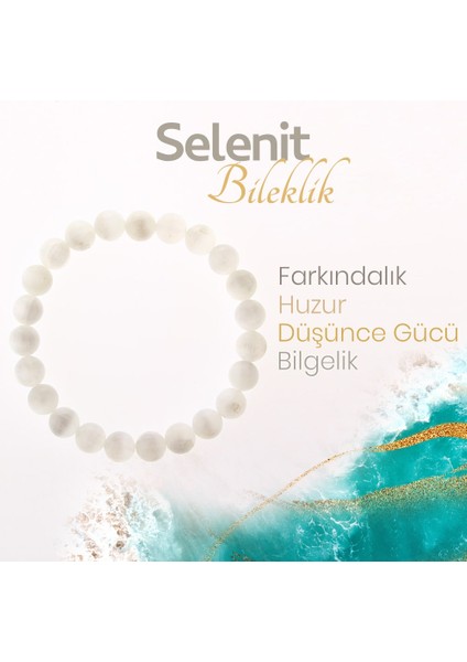 Osmanlı Doğaltaş Selenit Doğaltaş Bileklik 8 Mm, B1004