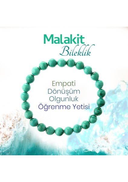 Osmanlı Doğaltaş Malakit Doğaltaş Bileklik 8 Mm, B989