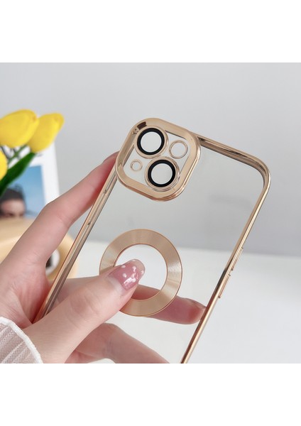 Iphone 13 Pro Max Golden Için CD Doku Şeffaf Kılıf