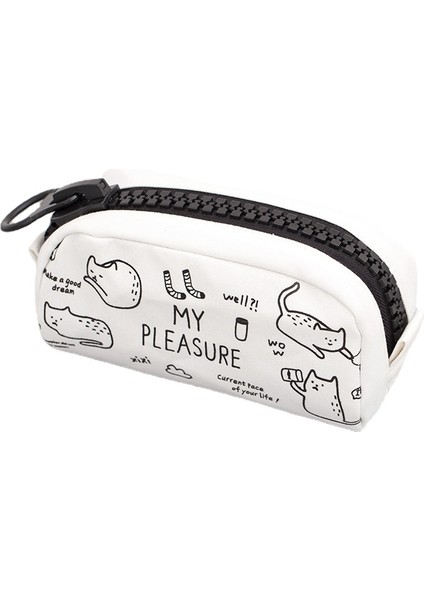 Büyük Fermuarlı Kalem Kutusu - Beyaz (Yurt Dışından)