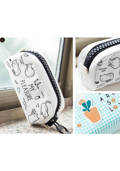 Büyük Fermuarlı Kalem Kutusu - Beyaz (Yurt Dışından) indirimleri