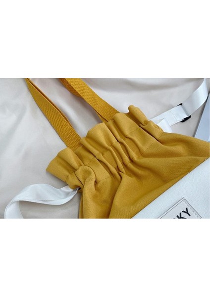 Büzgü Ipli Kanvas Omuz Çantası - Sarı (Yurt Dışından) fiyatları