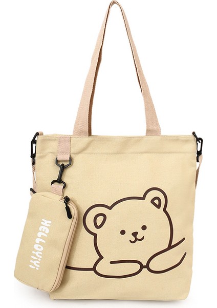 Öğrenci Kanvas Omuz Çantası - Haki (Yurt Dışından)