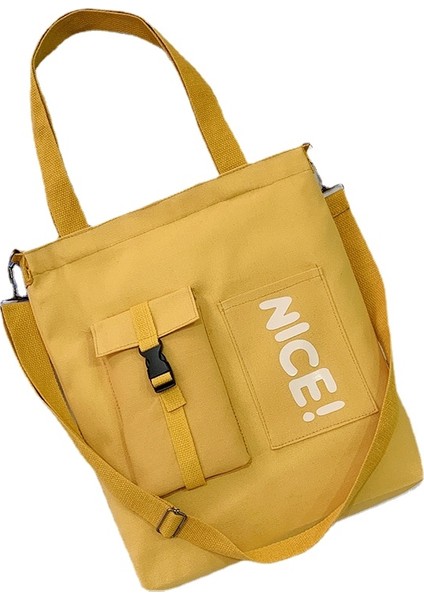 Öğrenci Kanvas Postacı Çantası - Sarı (Yurt Dışından)