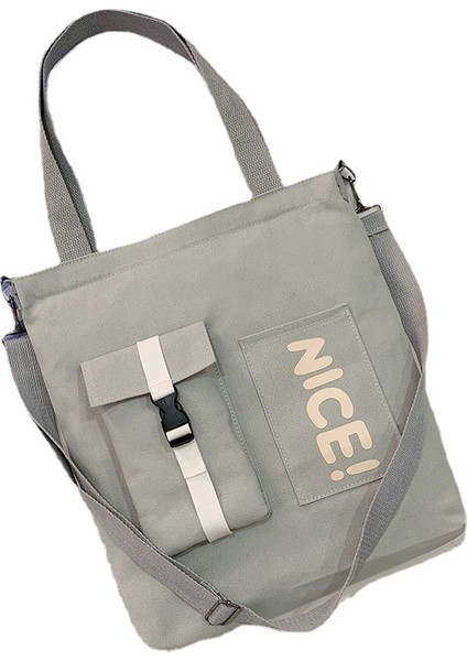 Öğrenci Kanvas Postacı Çantası - Gri (Yurt Dışından)