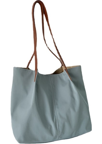 Düz Renk Naylon Kanvas Omuz Çantası - Mavi (Yurt Dışından)