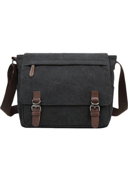 Vintage Kanvas Omuz Çapraz Askılı Çanta - Siyah (Yurt Dışından)
