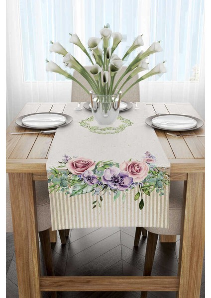 Krem Pembe Çiçek Desenli Dijital Baskılı Runner CGH1065-RN fiyatları