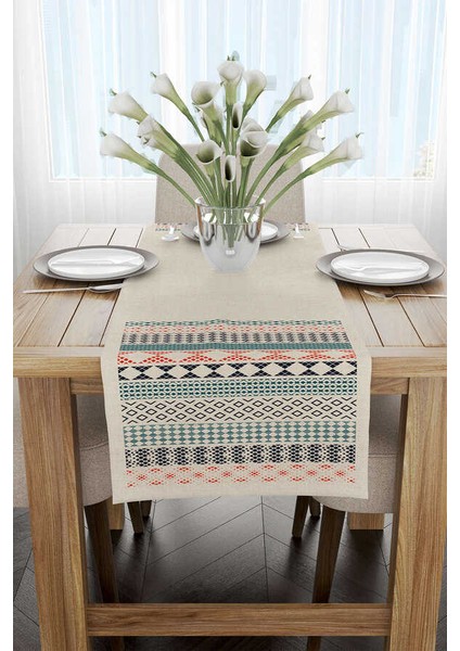 Krem Turuncu Etnik Kilim Desenli Dijital Baskılı Runner CGH1108-RN fiyatları