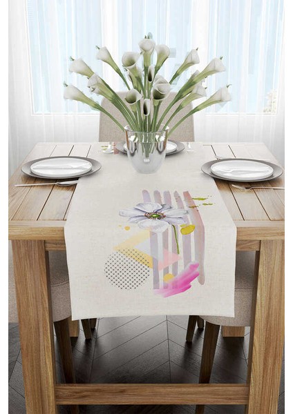 Krem Pembe Modern Dekoratif Çiçek Desenli Dijital Baskılı Runner CGH1112-RN fiyatları