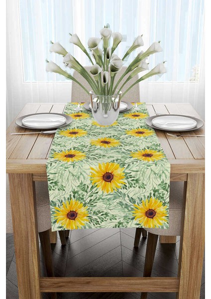 Sarı Yeşil Ayçiçek Desenli Dijital Baskılı Runner CGH1113-RN fiyatları