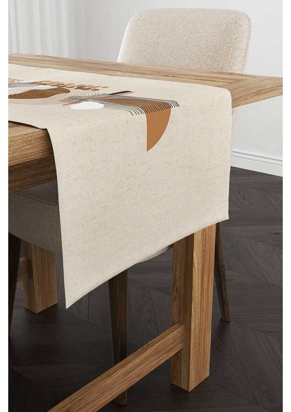 Krem Kahverengi Modern Dekoratif Desenli Dijital Baskılı Runner CGH1115-RN