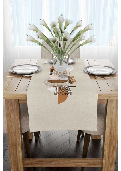 Krem Kahverengi Modern Dekoratif Desenli Dijital Baskılı Runner CGH1115-RN fiyatları
