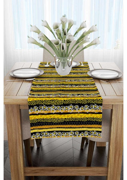 Sarı Siyah Papatya Desenli Dijital Baskılı Runner CGH1193-RN fiyatları