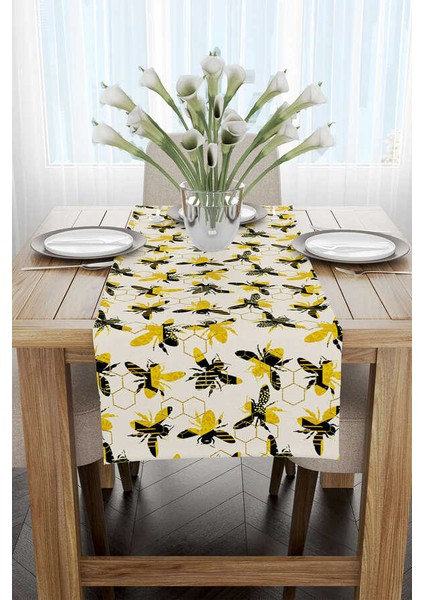 Sarı Siyah Arı Desenli Dijital Baskılı Runner CGH1194-RN fiyatları