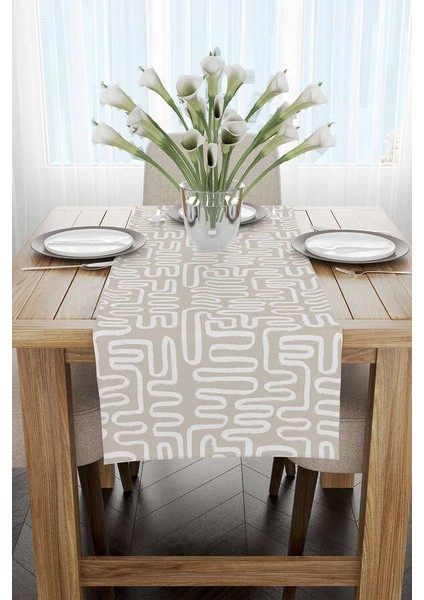 Krem Beyaz Bohem Iskandinav Geometrik Desenli Dijital Baskılı Runner CGH1205-RN fiyatları