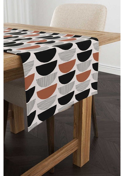 Kahverengi Siyah Bohem Iskandinav Desenli Dijital Baskılı Runner CGH1230-RN