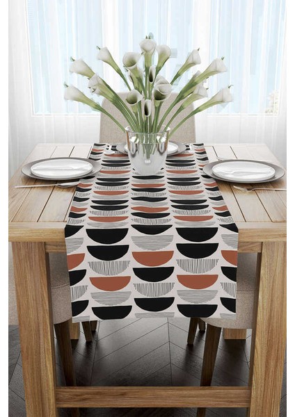 Kahverengi Siyah Bohem Iskandinav Desenli Dijital Baskılı Runner CGH1230-RN fiyatları