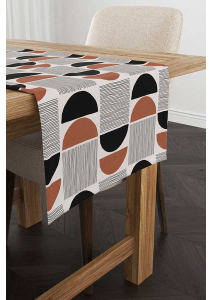 Kahverengi Siyah Bohem Iskandinav Desenli Dijital Baskılı Runner CGH1231-RN