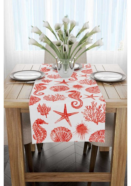 Kırmızı Beyaz Marin Desenli Dijital Baskılı Runner CGH1242-RN fiyatları
