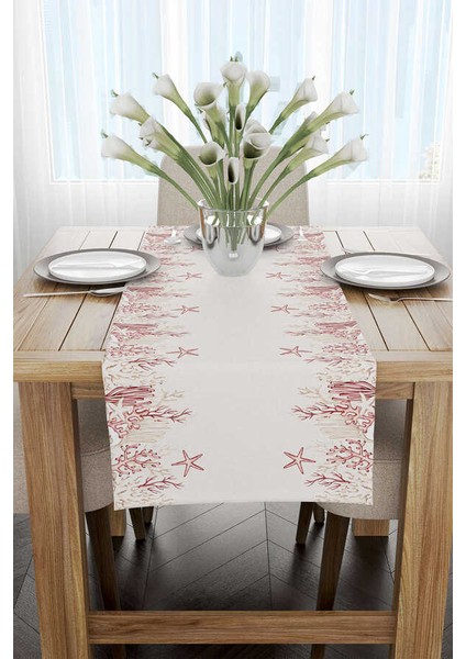 Krem Kırmızı Marin Desenli Dijital Baskılı Runner CGH1244-RN fiyatları