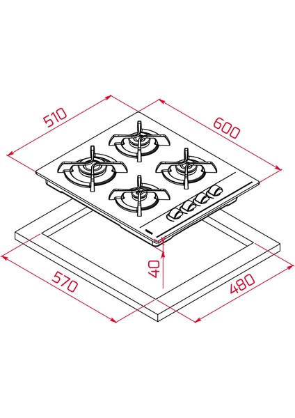 Gbc 64002 Kbc Bk (E4) 60 cm Siyah Gazlı Ocak