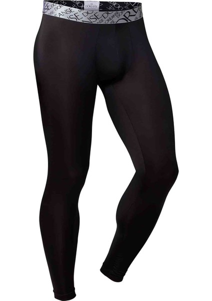 Erkek Polyamid Siyah Sporcu Uzun Paça Tayt 1784