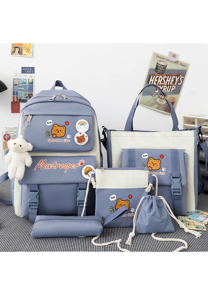 5 Parça/set Büyük Kapasiteli Öğrenci Sırt Çantası (Yurt Dışından) modelleri
