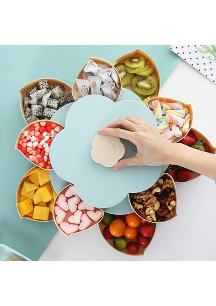 Komik Çift Güverte Döner Saklama Kutusu Çiçek Tasarım Düğün Snack Şeker Kutusu Takı Organizatör Kozmetik Kuru Meyve Saklama Kutusu | Saklama Kutuları ve bidon (Yurt Dışından)