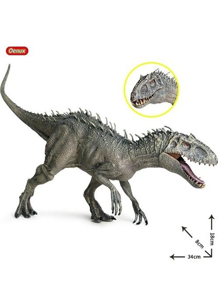 34 cm Jurassic Indominus Rex Aksiyon Figürleri Açık Ağız Savage Tyrannosaurus Dinossauro Dünya Hayvanlar Modeli Çocuk Oyuncak | Aksiyon Figürleri (Gri) (Yurt Dışından)