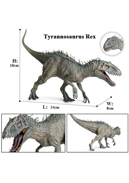 34 cm Jurassic Indominus Rex Aksiyon Figürleri Açık Ağız Savage Tyrannosaurus Dinossauro Dünya Hayvanlar Modeli Çocuk Oyuncak | Aksiyon Figürleri (Gri) (Yurt Dışından)