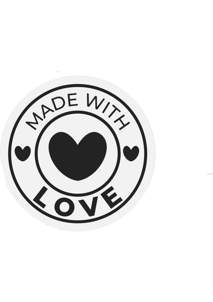 Made With Love Siyah Sticker 70 Adet