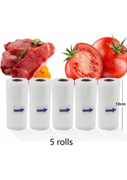 5pic Bpa Ücretsiz Ev Gıda Vakum Paketleme Çantası Vakum Mühürleyen Vakum Saklama Torbaları Gıda Taze Uzun Tutma 12 cm * 500 cm | Vakum Gıda Mühürleyenler (Yurt Dışından)