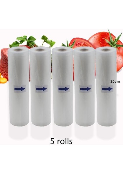 5pıc 20 cm Gıda Vakum Mühürleyen Rulo Vakum Torbaları Vakum Paketleme Bpa Ücretsiz Ev Mutfak Gıda Vakum Çanta Mühürleyen Saklama Torbaları 5 Rolls / Lot | Vakum Gıda Mühürleyenler (Yurt Dışından)