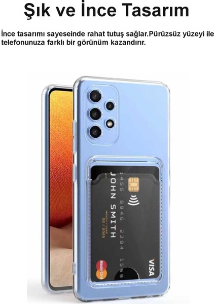 Samsung Galaxy A73 Kapak Kamera Korumalı Kartlıklı Şeffaf Silikon Kılıf fiyatları