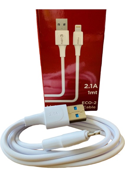 Apple iPhone Uyumlu 2.1 Amper 1 Metre 5 / 5s / Se / 6 / 6s / 7 / Plus / Ipod / Ipad Lightning USB Data ve Şarj Kablosu