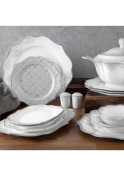 Porselen 60 Parca Silver Yemek Takımı 40021